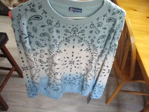 New W/Tags Democracy Long Sleeve Pull Over Top,Paisley Pattern,Size Small - Picture 1 of 10