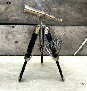 Working Antique Design Table Decor Black Chrome  Tripod with Telescope Stand 