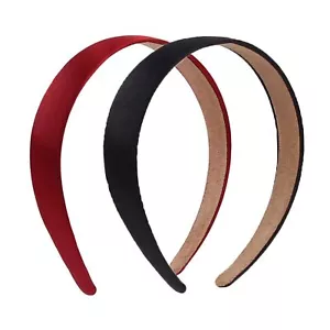 2 Pack Satin Headbands 1.3 Inch Wide Non-Slip Fashion Headbands for Women Win... - Picture 1 of 7