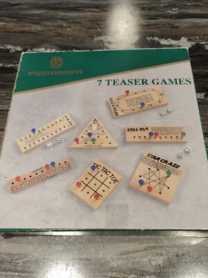  Requirements new vtg wooden teaser game set of  7 brain teaser games in plastic - Image 1 of 2