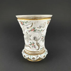 Biedermeier - Becherglas. Zinnemailüberfang u. Floralornamenten. Böhmen 19.Jh. - Picture 1 of 9