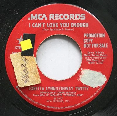 Country Promo 45 Loretta Lynn / Conway Twitty - I Can'T Love Vous Enough / Can' - Photo 1/2