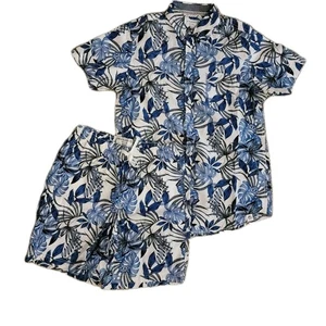 Free Planet Herren Blau Tropical Shirt Short 2 tlg Set Gr.S Top Gr.XS (28) Short - Bild 1 von 16