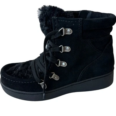 Zodiac Boots Pierson Black Suede Leather Hiking Boot Faux Fur Women's Size 6M - Image 1 of 4