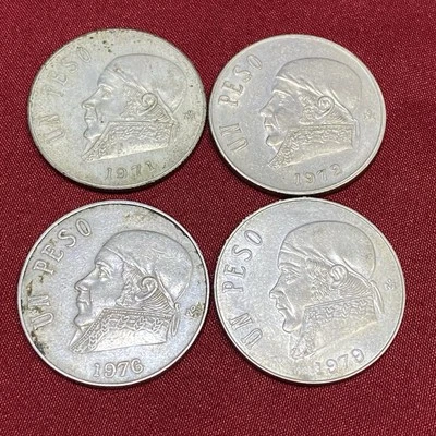 Lot Of 4 - Mexico 1971, 1972, 1976, 1979 Un 1 Peso - José María Morelos Coins - Image 1 of 2