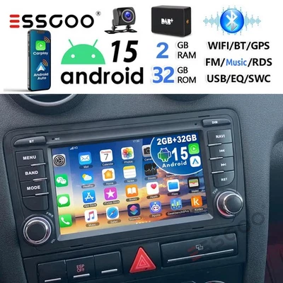 DAB+ Android 15 Carplay Autoradio 32G GPS Navi WIFI RDS Für Audi A3 S3 RS3 8V 8P - Bild 1 von 4