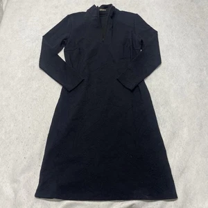 J McLaughlin Dress Medium Black Paisley Jacquard Quarter Zip Bedford Long Sleeve - Picture 1 of 5