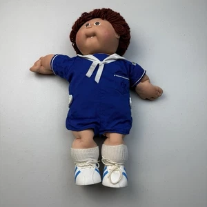 Vintage 1982 Cabbage Patch Kids Boy Brown Hair + Eyes Blue Sailor Outfit - Picture 1 of 16