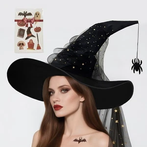 Sombrero de bruja de Halloween para mujer - Sombrero de bruja accesorio de disfraz para mujer, gótico... - Imagen 1 de 9