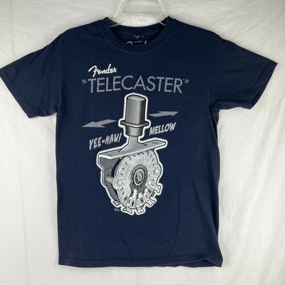 Camisa Fender Telecaster Adulto Pequeña Azul Marino Yee Haw Suave Cuello Redondo Corta Slv Foto 1 de 4