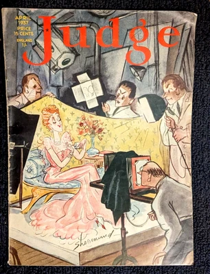Vintage JUDGE Magazine April 1937 | E. Simms Campbell Shermund Cover | Art Deco - Image 1 of 4