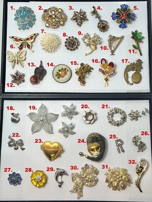 'You Pick' Vintage Brooch Pins Trifari, EdLee, Austria, Lisner, Otis Sterling ++ - Image 1 of 4