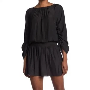 NWT Ramy Brook Black JO DRESS Cinched Sleeve Mini Dress Black Sz S MSRP $445 - Picture 1 of 10
