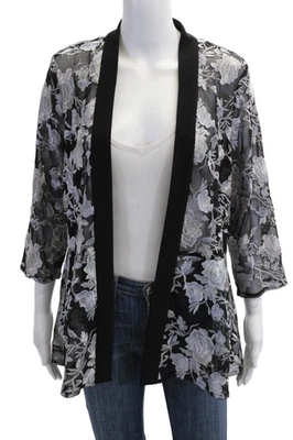 Blazer Alex Evenings Mujer Negro Floral Poliéster Manga 3/4 Bohemio Talla M Foto 1 de 4