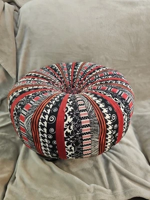 Vintage Tuffet Stool Handmade Abstract  - Image 1 of 4