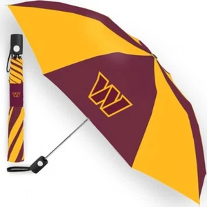 Paraguas de viaje de la NFL Washington Commander Orange y granate McArthur Windcraft - Imagen 1 de 1