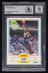 SHAWN KEMP Signed 1990 Fleer RC Card Beckett GEM MINT 10 Auto Seattle Sonics - Picture 1 of 2