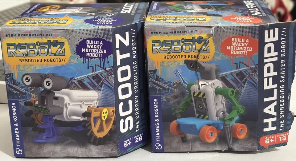 LOTE DE 2 ReBotz SCOOTZ & HALFPIPE Robot Motorizado Experimental Ciencia Kit Foto 1 de 3
