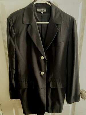 George A-ltd Women's Size Medium Vintage Lined Black Blazer Collar Buttons READ - Image 1 of 4