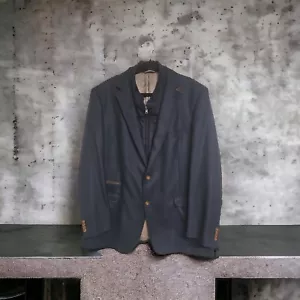 IBIZA Mens 46L Long Blue Jacket Blazer 100% Wool Removable Quilted Lining NICE - Picture 1 of 20