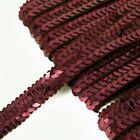 15mm Sequin Lace Fabric Double Row Trim Costumes, Dress, Crafts Burgundy ST50