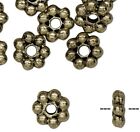 24 Antiqued Brass Plated Pewter 4X2mm Daisy Rondelle Beads With 0.8Mm Hole