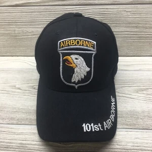 101st Airborne Cap Hat With Lapel Pin Black Adjustable Zipback Vintage Fast Ship - Picture 1 of 10