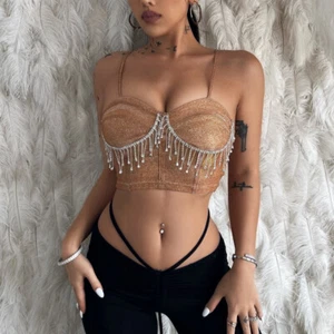 Women's Suspenders One-Line Collar Tassels Sexy Crop Top Spring Summer New Tank - Picture 1 of 12
