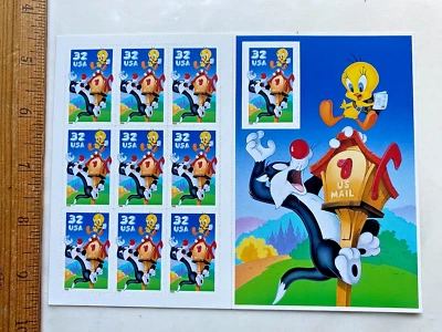 Sylvester/Tweety Warner Bros.  Full Sheet w/Panel Illustration. 10 MNH. #3205. - Image 1 of 3