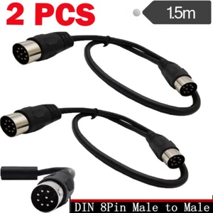 2PCS MIDI 8 Pin Din Male To Male Audio Data Signal Adapter Cable 1.5M - Picture 1 of 6
