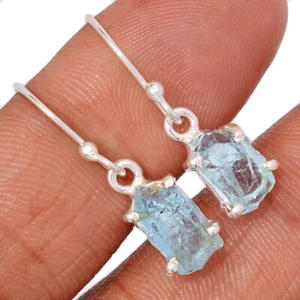 Acquamarina naturale grezza - Brasile orecchini argento sterling 925 gioielli CE50336 - Foto 1 di 1