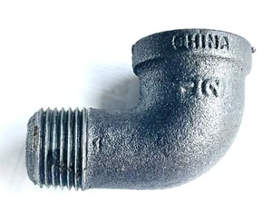 1/2" NPT 90° Street Elbow Black Malleable Iron Fitting - Picture 1 of 5