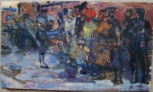 Peinture à l'huile soviétique ukrainienne impressionnisme genre armée rouge homme peuple rébellion