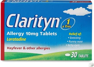 CLARITYN 10 mg Loratadine - Hay Fever, Skin, Pet, Dust Allergies Tablets x 30