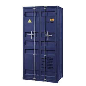 Bowery Hill Modern Double Door Wardrobe in Blue - Picture 1 of 4