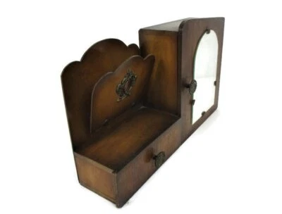 Art Deco Kitchen Apothecary Medicine Wall Bathroom Cabinet Wood Mirror letter bo - Image 1 of 4