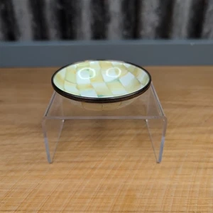 MacKenzie Childs Parchment Check Enamel Dipping Bowl Small 3.75" Retired - Picture 1 of 7