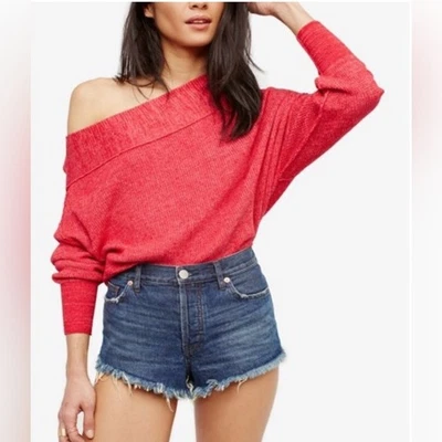 Suéter Free People Alana holgado fuera del hombro mezcla de lino, talla mediana Foto 1 de 4