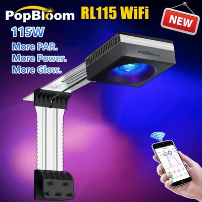 PopBloom RL115 Unité d'éclairage LED récif marin LED lampe d'aquarium avec montage de réservoir - Photo 1/4