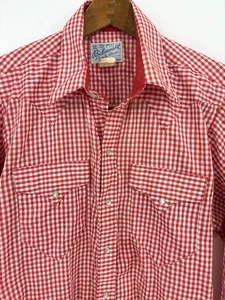 Vintage Rockmount Western Hemd Herren M rot weiß kariert Perlen Druckknopf Rodeo Rockabilly - Bild 1 von 10