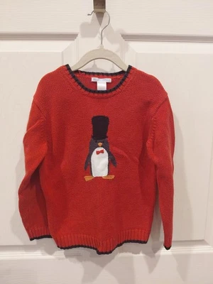 Janie And Jack Boy's Red Penguin Sweater, Size 5 - Image 1 of 4