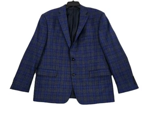 TailoRED Sports Blazer Mens 46R Blue Plaid Reda Italian Wool Made in Canada - Picture 1 of 18