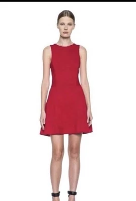 Mini Vestido Rojo Texturizado Tejido Ajuste y Acampanado Rojo Trapo y Hueso Fiesta Pequeño Foto 1 de 4