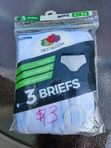 3 FRUIT of the LOOM Tag Free White Briefs, Boys Small 6-8, NEW - Picture 1 of 5