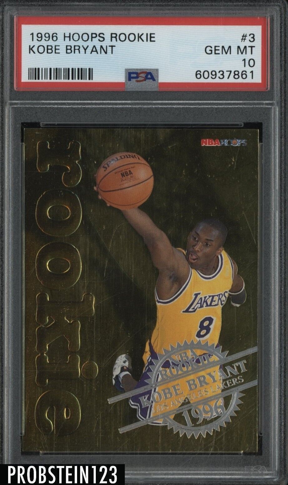 1996-97 NBA Hoops #3 Kobe Bryant Los Angeles Lakers RC Rookie HOF PSA 10