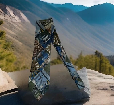 Structure Italian Fabric 100% Silk Wagon Themed Tie 60" x 4" - Image 1 of 4