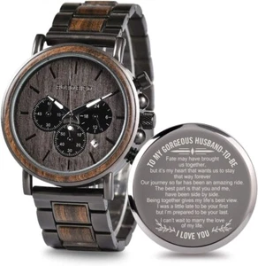 High-Quality Handcrafted Wooden Watch - Ideal Gift for Your Man's Special Day - Picture 1 of 11