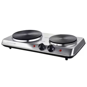 Double Burner Electric Stove Cast Iron Hot Plates Heavy Duty Cooktop Silver - Picture 1 of 12