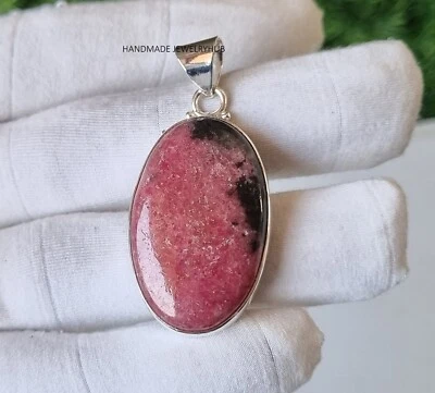 Elegante colgante hecho a mano de plata de ley 925 de rodonita increíble curación PG3684 Foto 1 de 3