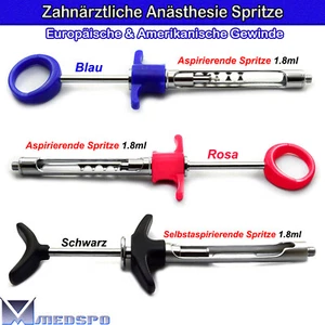 Aspiration Spritze Zahn Anästhesie Injektion 1,8ml Zahnarzt Zylinderampullen CE - Bild 1 von 4